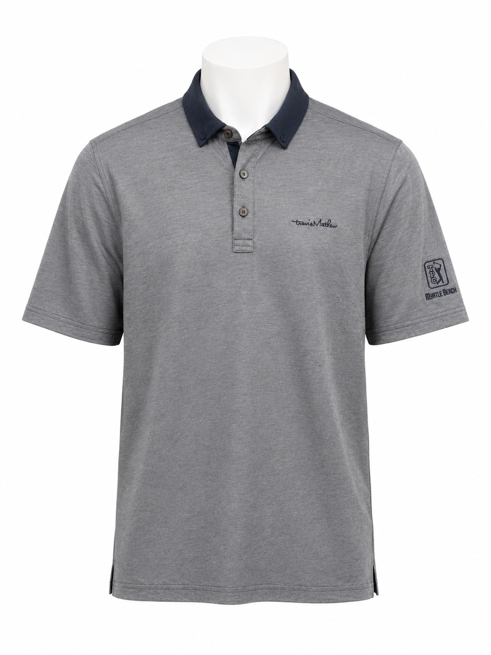 Size L TravisMathew Men’s TPC Myrtle Beach Polo Golf Shirt Gray Pima Cotton
